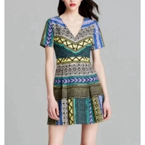 Plenty by Tracy Reese Geometric Print Colorful Mini Dress 10
